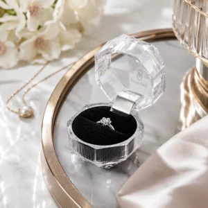 White Card Paper Lid and Base Marble Pattern Jewelry Box