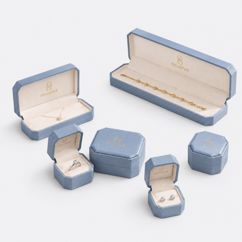 Custom Made Leather Gift Box Set in Light Blue
