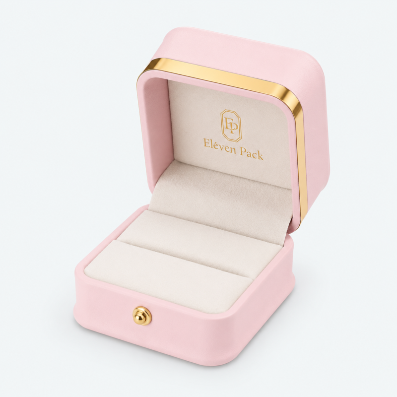 custom pink pu leather ring box