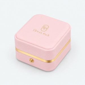 custom pink pu leather ring box