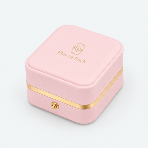 custom pink pu leather ring box