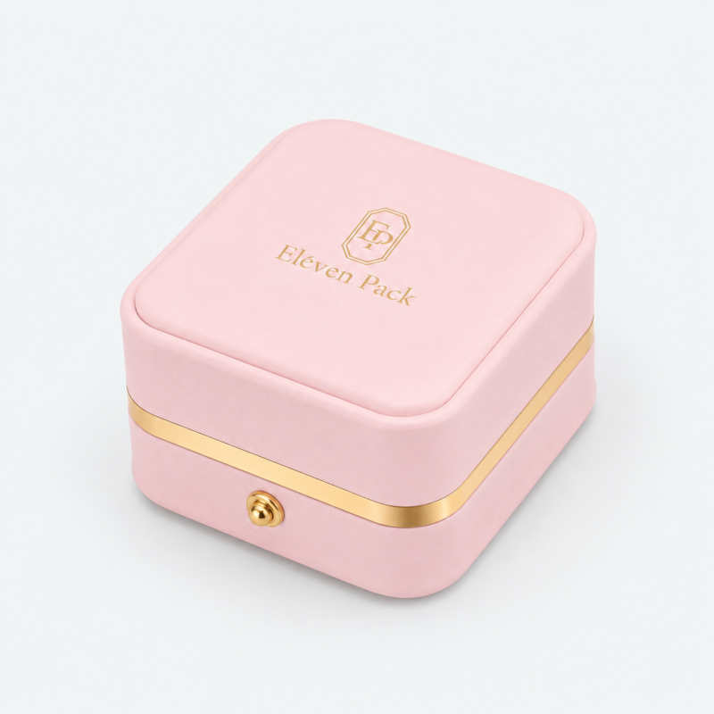 custom pink pu leather ring box