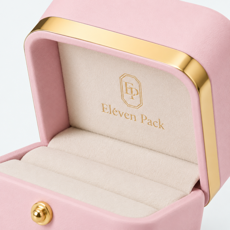custom pink pu leather ring box
