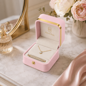 custom pink pu leather ring box