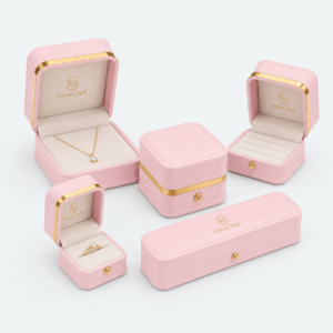 custom pink pu leather ring box