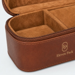 Custom Mens Jewelry Box in Brown Faux Leather