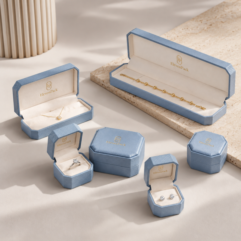 Custom Made Leather Gift Box Set in Light Blue