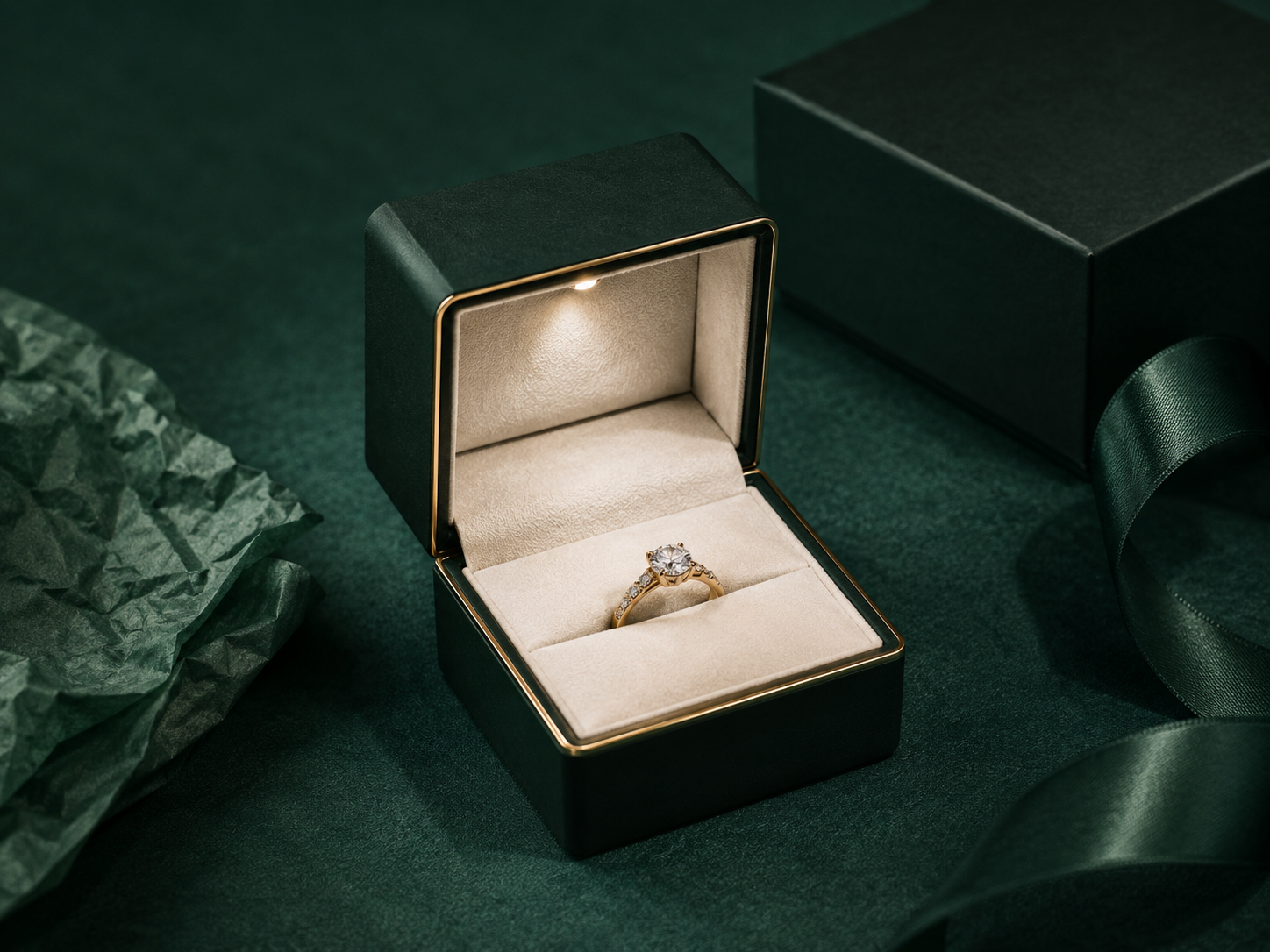 Stock jewelry packaging with premium ring box