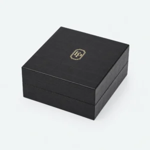 Custom Luxury Black Genuine Leather Flip Top Necklace Box