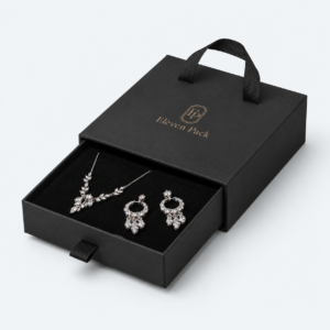 Black Drawer Soft Lined Cardboard Jewelry Box - open product view - JB-BM-01-P20 Black Drawer Soft Lined Cardboard Jewelry Box - open product view - JB-BM-01-P20