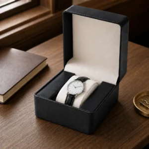 Custom Luxury Black PU Leather Watch Box with Velvet Lining