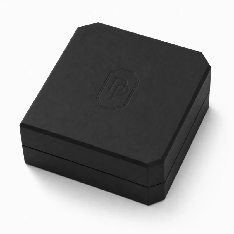 Custom Black Flip Top Jewelry Box with Magnetic Closure