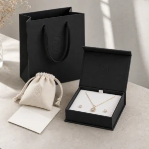 Custom Black Flip Top Jewelry Box with Magnetic Closure
