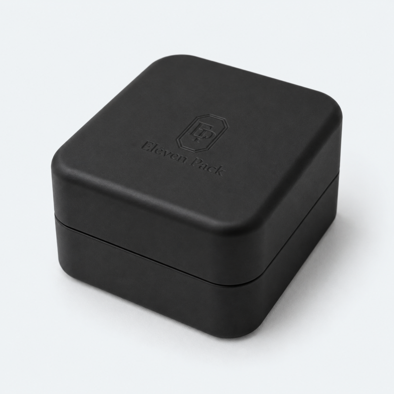 Black Paper Lid and Base Flip-Top Earring Box - closed product view - JB-BM-01-P24