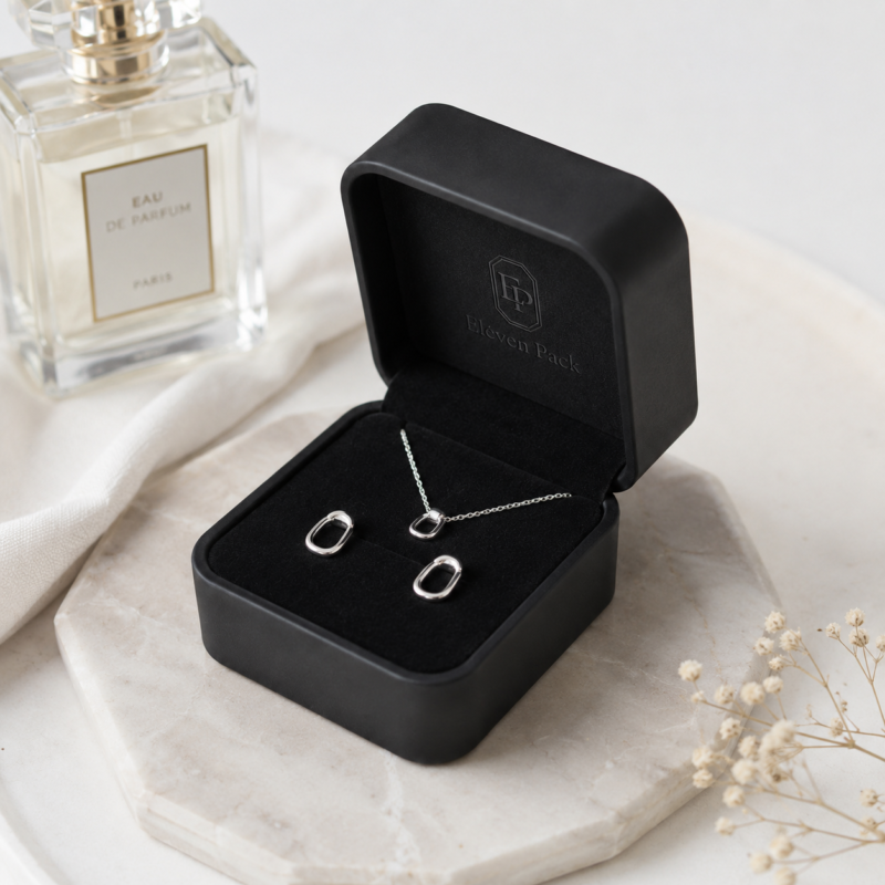 Black Paper Lid and Base Flip-Top Earring Box - lifestyle usage scene - JB-BM-01-P24
