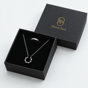 Custom Black Premium Cardboard Jewelry Box - open product view - JB-BM-01-P38 Custom Black Premium Cardboard Jewelry Box - open product view - JB-BM-01-P38