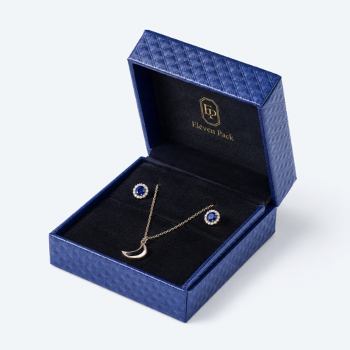Custom Blue Rectangular Cardboard Jewelry Box - open product view - JB-BM-01-P21 Custom Blue Rectangular Cardboard Jewelry Box - open product view - JB-BM-01-P21