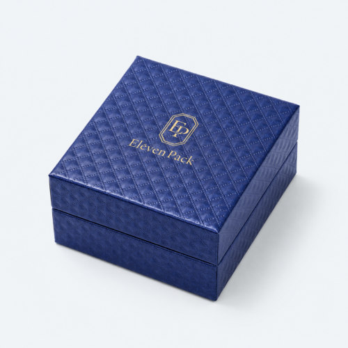 Custom Blue Rectangular Cardboard Jewelry Box - closed product view - JB-BM-01-P21