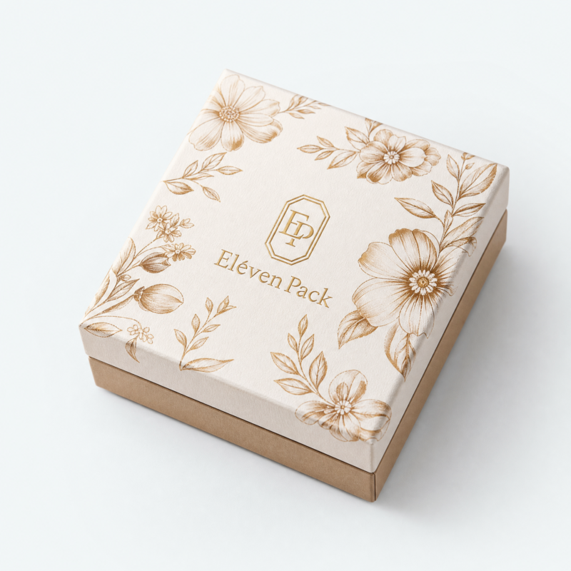 Brown Romantic Floral Cardboard Earring Box - open product view - JB-BM-01-P25