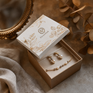 Brown Romantic Floral Cardboard Earring Box - material or structure detail - JB-BM-01-P25