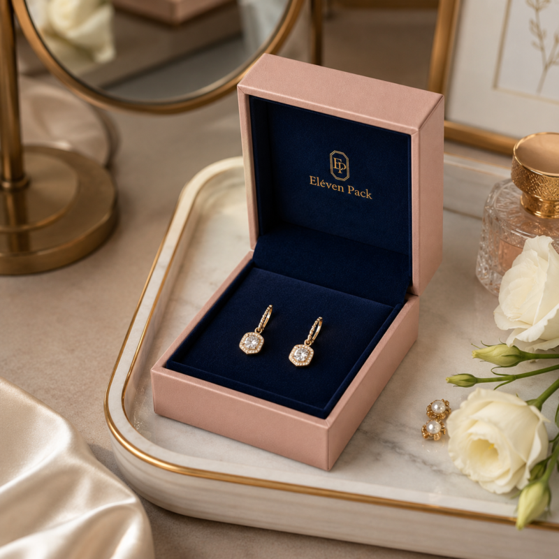 Flip-Top Luxury Cardboard Jewelry Box for Necklaces, Rings and Earrings - lifestyle product scene - JB-BM-01-P29