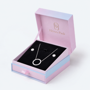 Gradient Pink Drawer Cardboard Jewelry Organizer Box - open view