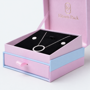 Gradient Pink Drawer Cardboard Jewelry Organizer Box - insert detail