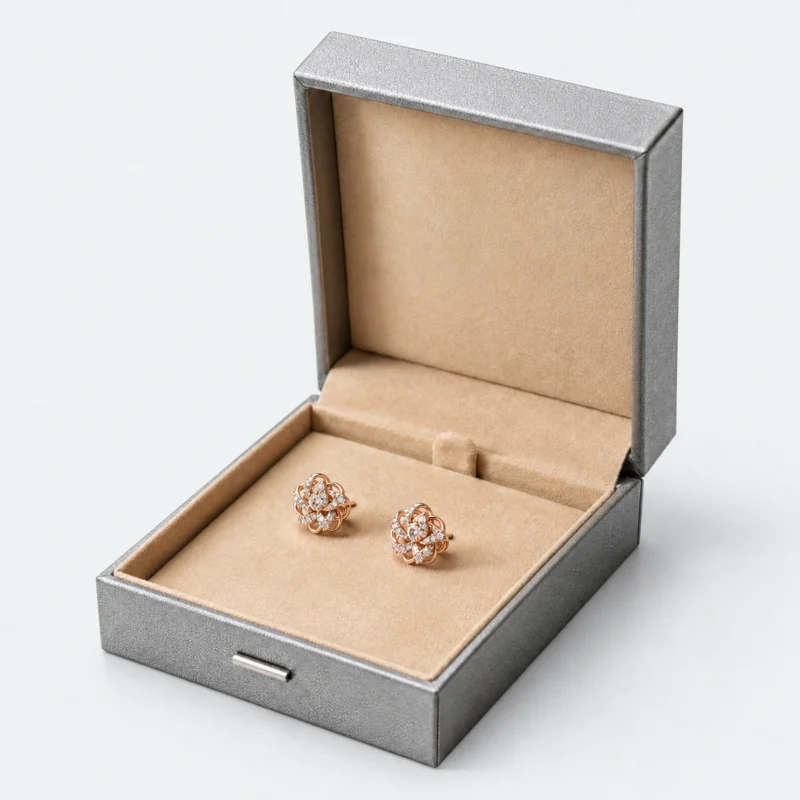 Custom Gray Paper Hinged Earring Box