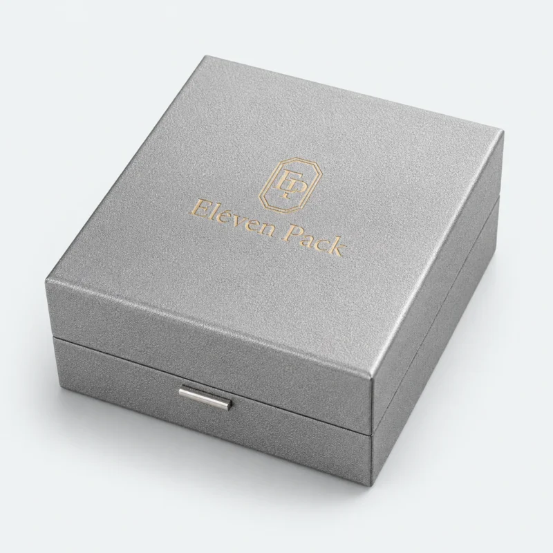 Custom Gray Paper Hinged Earring Box