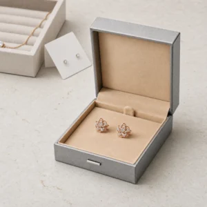 Custom Gray Paper Hinged Earring Box
