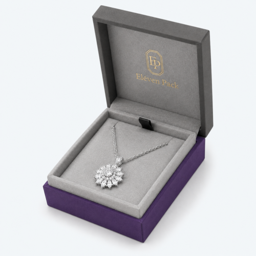 Gray Textured Paper Lid and Base Luxury Jewelry Box - open product view - JB-BM-01-P55