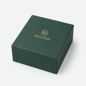 Green Gray Paper Jewelry Box for Rings and Earrings - closed product view - JB-BM-01-P23 Green Gray Paper Jewelry Box for Rings and Earrings - closed product view - JB-BM-01-P23