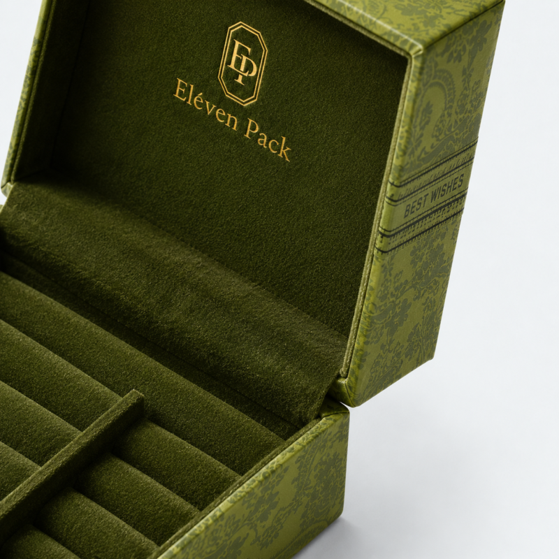 Green Lid and Base Sustainable Cardboard Jewelry Box - material or structure detail - JB-BM-01-P37 Green Lid and Base Sustainable Cardboard Jewelry Box - material or structure detail - JB-BM-01-P37