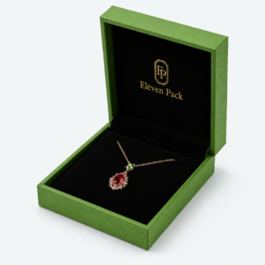 Green Paper Lid and Base Recyclable Eco-Friendly Jewelry Box - open product view - JB-BM-01-P32 Green Paper Lid and Base Recyclable Eco-Friendly Jewelry Box - open product view - JB-BM-01-P32
