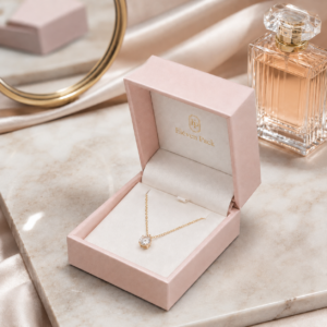 Hinged Elegant Cardboard Jewelry Box for Necklaces and Rings - lifestyle product scene - JB-BM-01-P22