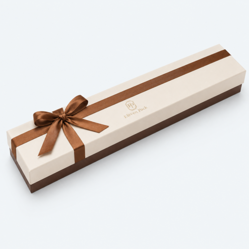 Ivory Brown Two-Tone Lid and Base Cardboard Jewelry Box - open product view - JB-BM-01-P49 Ivory Brown Two-Tone Lid and Base Cardboard Jewelry Box - open product view - JB-BM-01-P49