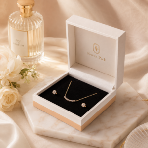 Custom Multicolor Art Paper Lid and Base Jewelry Box - lifestyle usage scene - JB-BM-01-P5
