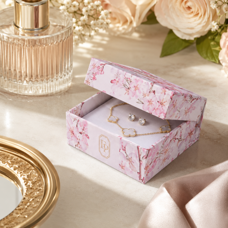 Paper Lid and Base Earring Box - lifestyle product scene - JB-BM-01-P33 Paper Lid and Base Earring Box - lifestyle product scene - JB-BM-01-P33
