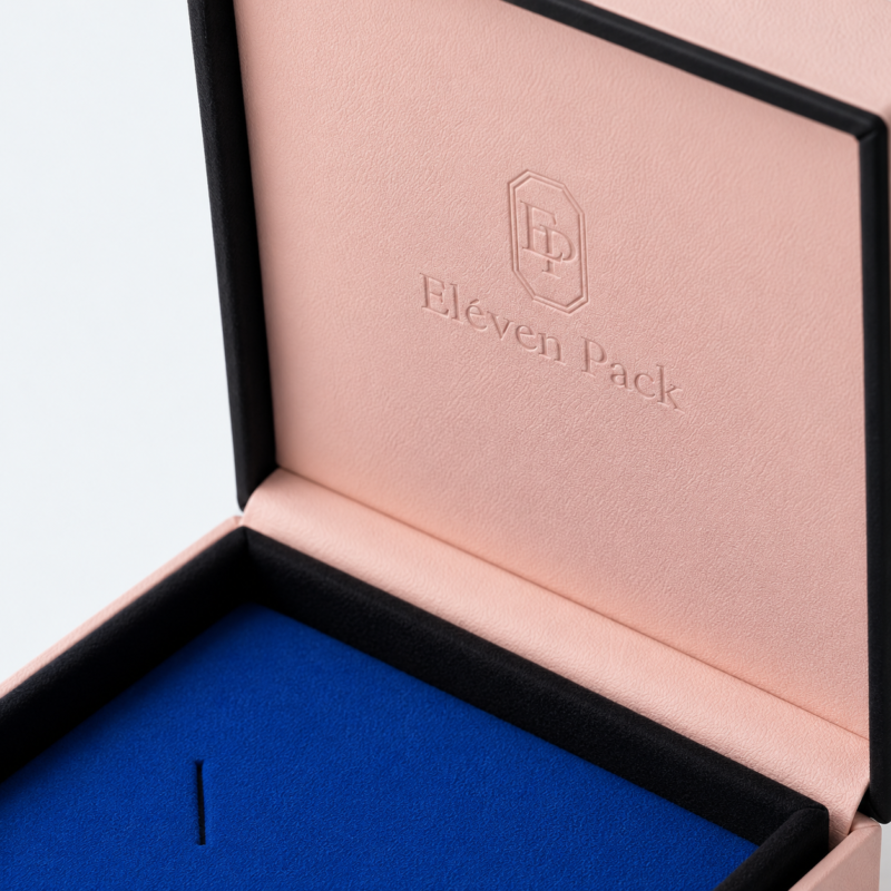 Pink and Blue Lid and Base Flip-Top Cardboard Necklace Box - material or structure detail - JB-BM-01-P28