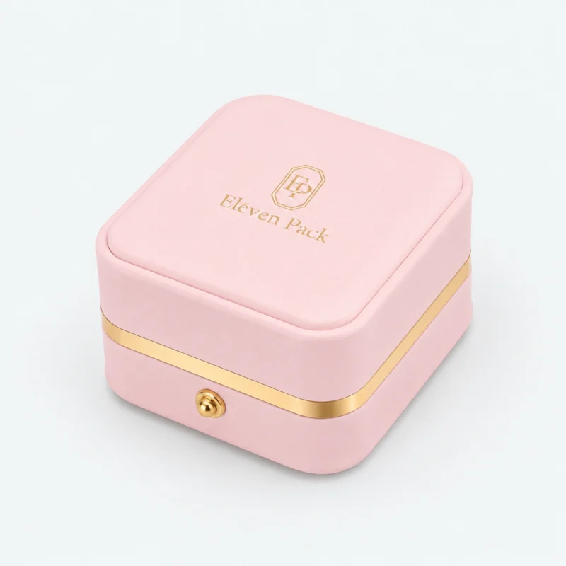 Custom Pink PU Leather Proposal Ring Box