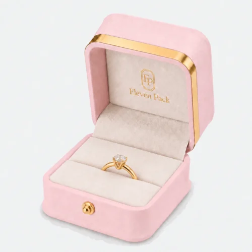 Custom Pink PU Leather Proposal Ring Box