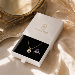 White Drawer Cardboard Jewelry Box for Necklaces and Earrings - lifestyle product scene - JB-BM-01-P12 White Drawer Cardboard Jewelry Box for Necklaces and Earrings - lifestyle product scene - JB-BM-01-P12