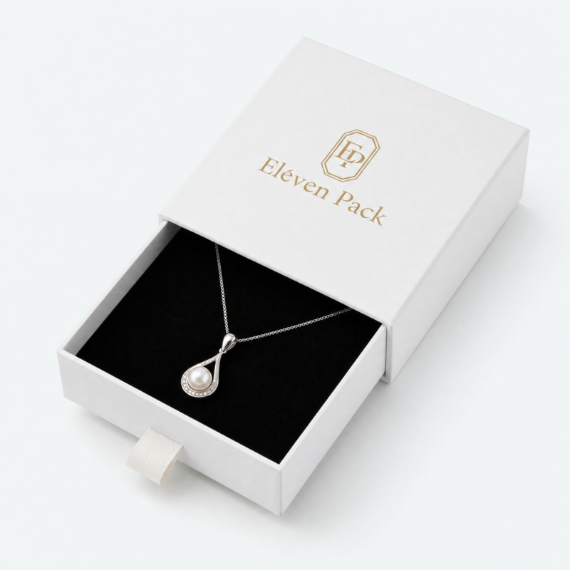 White Drawer Cardboard Jewelry Box for Necklaces and Earrings - open product view - JB-BM-01-P12 White Drawer Cardboard Jewelry Box for Necklaces and Earrings - open product view - JB-BM-01-P12