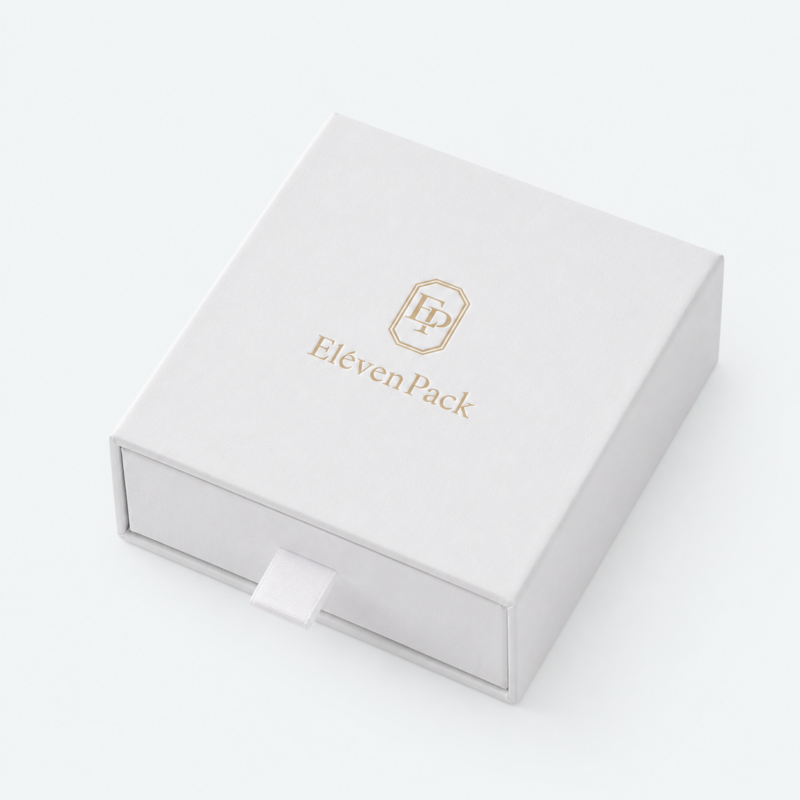 White Drawer Minimalist Cardboard Jewelry Box - closed product view - JB-BM-01-P57
