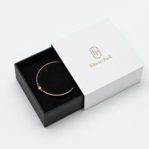 White Lid and Base Minimalist Cardboard Jewelry Box - open product view - JB-BM-01-P50