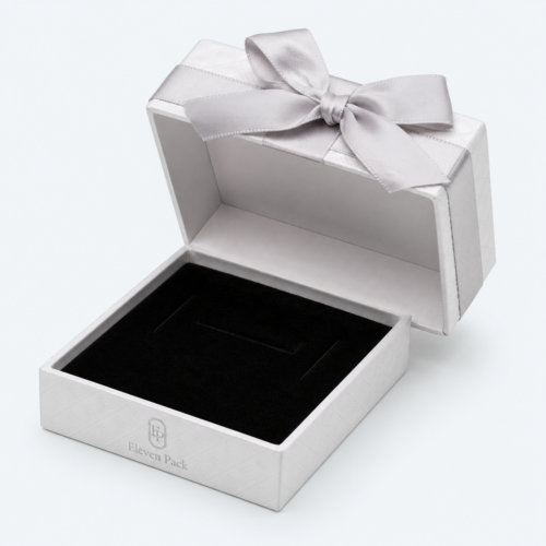 White Paper Lid and Base Ribbon Bow Earring Box - open product view - JB-BM-01-P13