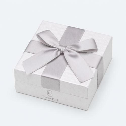 White Paper Lid and Base Ribbon Bow Earring Box - closed product view - JB-BM-01-P13