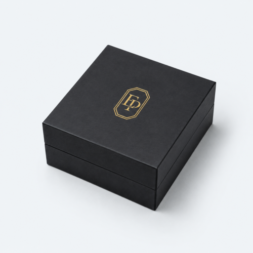 Black Art Paper Lid and Base Luxury Minimalist Jewelry Box - closed product view - JB-BM-01-P59