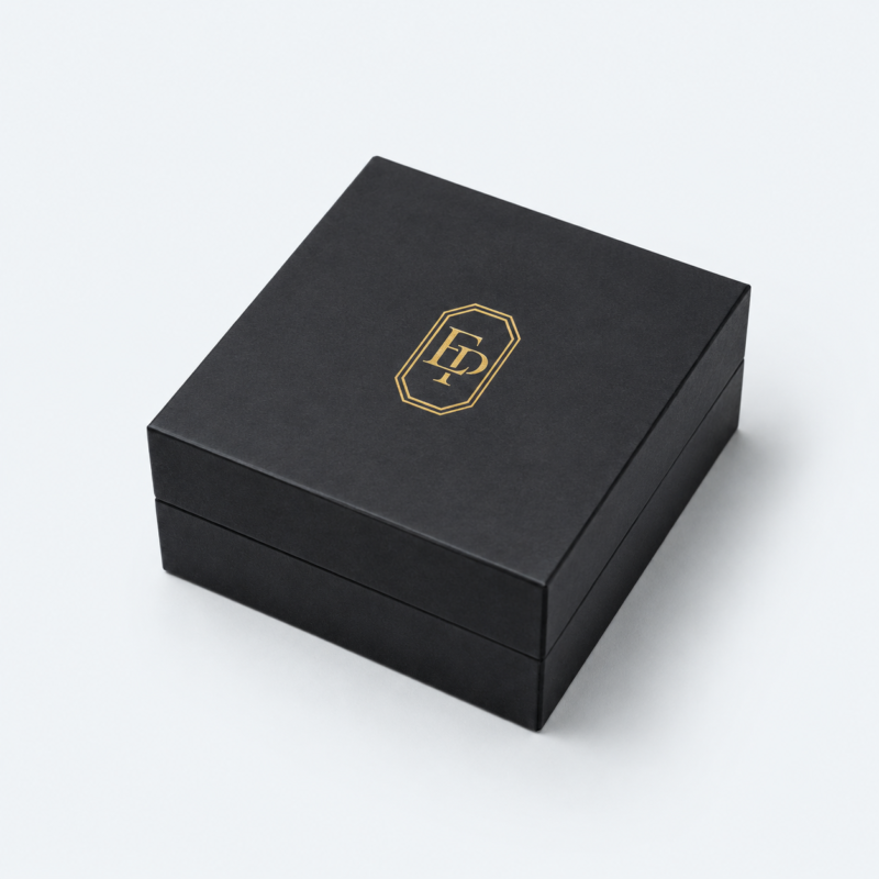 Black Art Paper Lid and Base Luxury Minimalist Jewelry Box - closed product view - JB-BM-01-P59