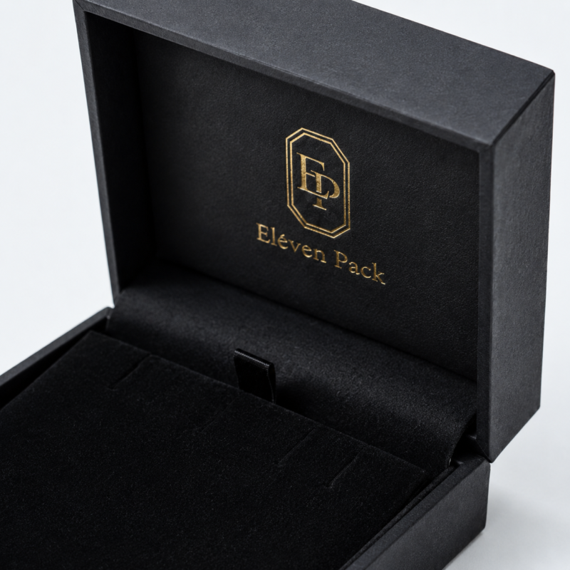 Black Art Paper Lid and Base Luxury Minimalist Jewelry Box - material or structure detail - JB-BM-01-P59